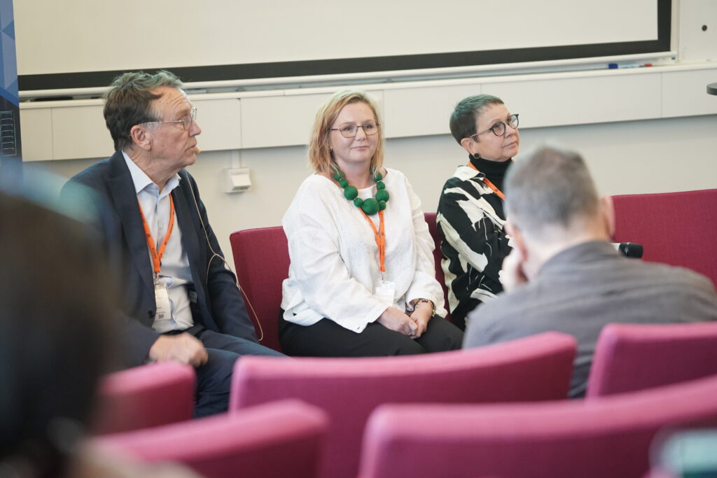 Petra Dalunde from RISE AB, Jessika Lindvall from SciLifeLab and Jan-Eric Sundgren from NAISS at the ENCCS industry Days 2023.