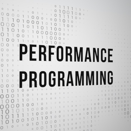 An image with a text "Performance programming"